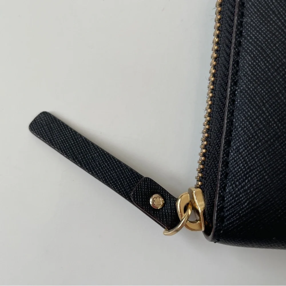 Kate Spade New York Laurel Way Neda Saffiano Leather Zip Around Black Wallet